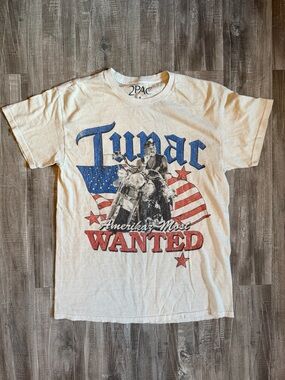 2PAC "Amerika's Most Wanted" Graphic Tee - White, Red & Blue